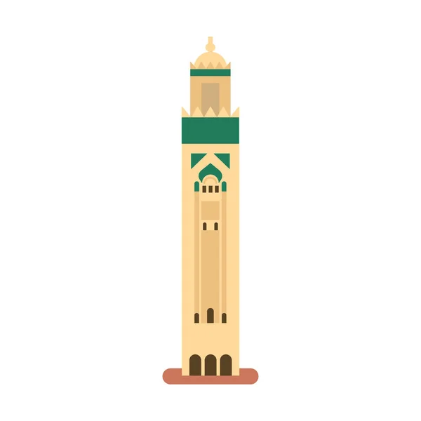 Mezquita Hassan Ilustración Vectorial Estilo Plano — Vector de stock