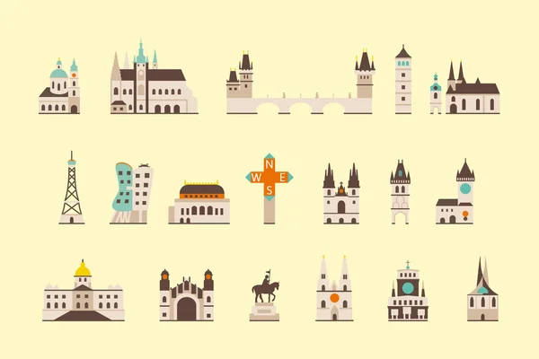 プラハの歴史的建造物 — ストックベクタ