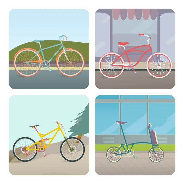 Vier fietsen. — Stockvector