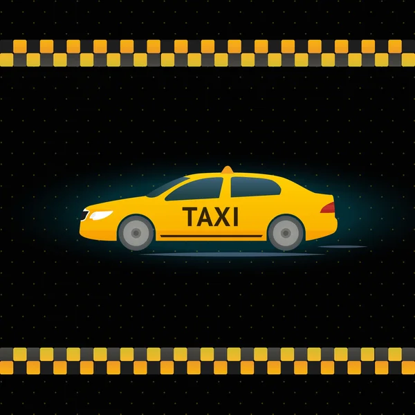 Gul Taxi cab på svart bakgrund — Stock vektor