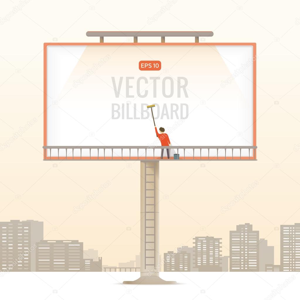 Big blank billboard in the city