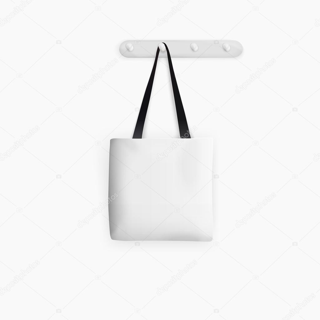 Blank white Tote Bag on white background