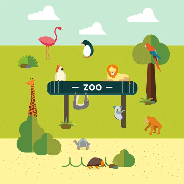 Животные и зоопарк — стоковый вектор