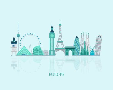Europe manzarası siluet