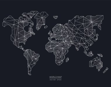 Vektör dünya harita illüstrasyon poligonal tarzı