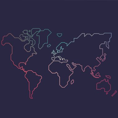 Abstract line world map clipart