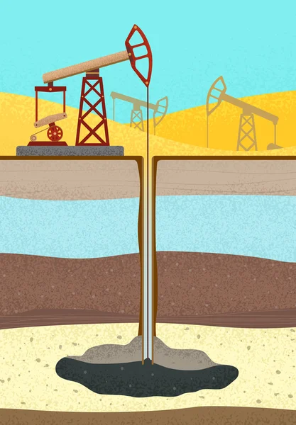 Нефтяная вышка со слоями почвы — стоковый вектор