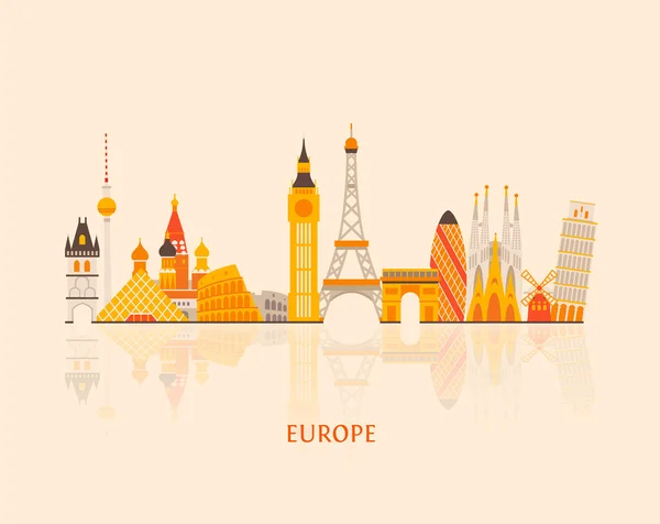 Silhouette der europäischen Skyline — Stockvektor