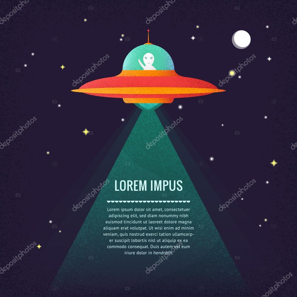 Vetor de Outer space vector objects and writings. Alien, ufo