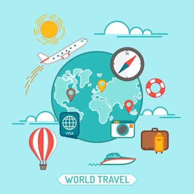 Seyahat afiş. Düz vektör çizim.