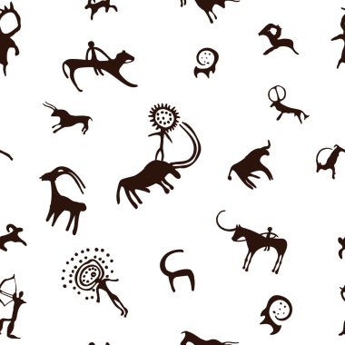 Cave painting seamless pattern clipart