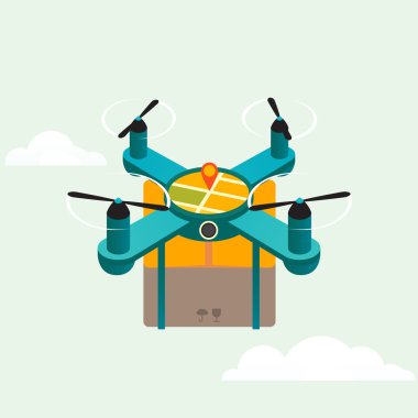 Drone quadcopter delivery product flat 3d