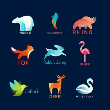 Animals Birds vector logo set