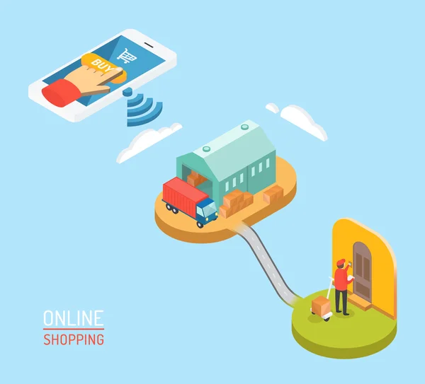 Conceito de compras on-line ilustração vetorial isométrica — Vetor de Stock