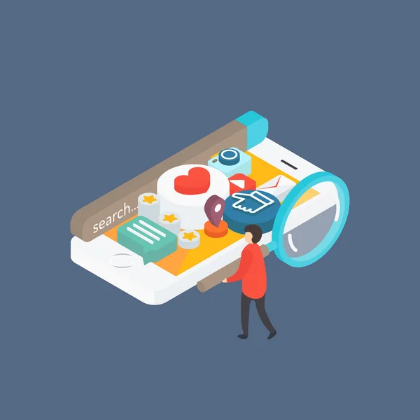 Flat 3d isometric modern concept Social media on smartphone.