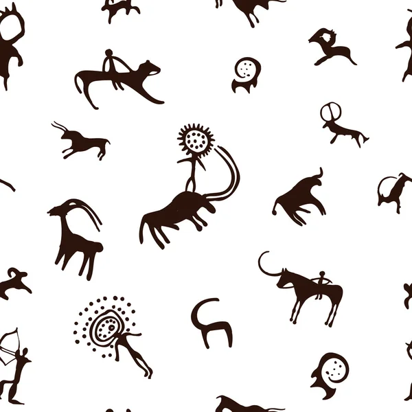 Cave painting seamless pattern — Stock Vector