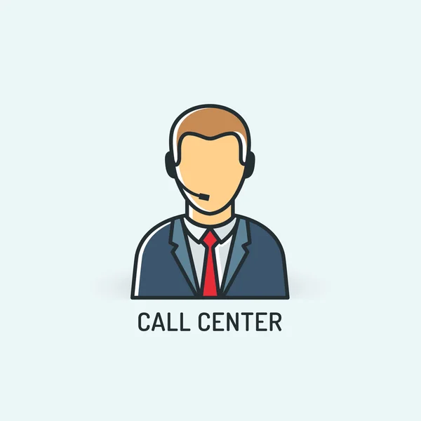 Bediener im Headset. Callcenter-Ikone — Stockvektor