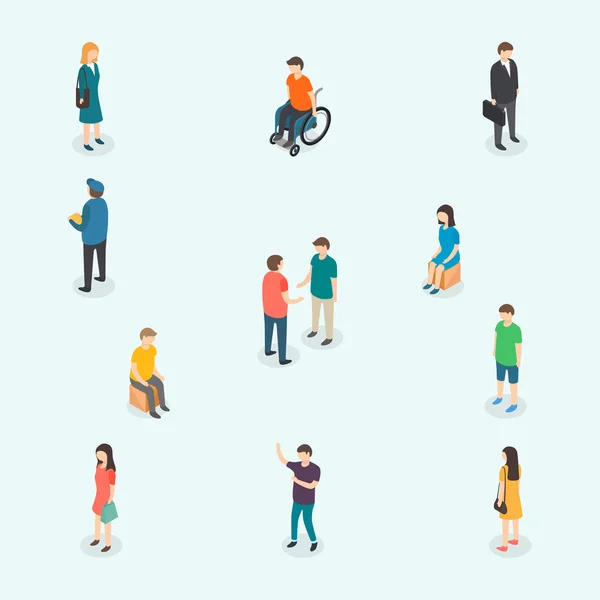 Isometric 3d vector people. Set of woman and man. Vector illust — Stock Vector