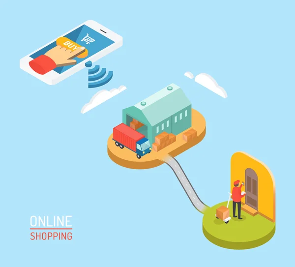 Online shopping concept isometric vector illustration — Wektor stockowy