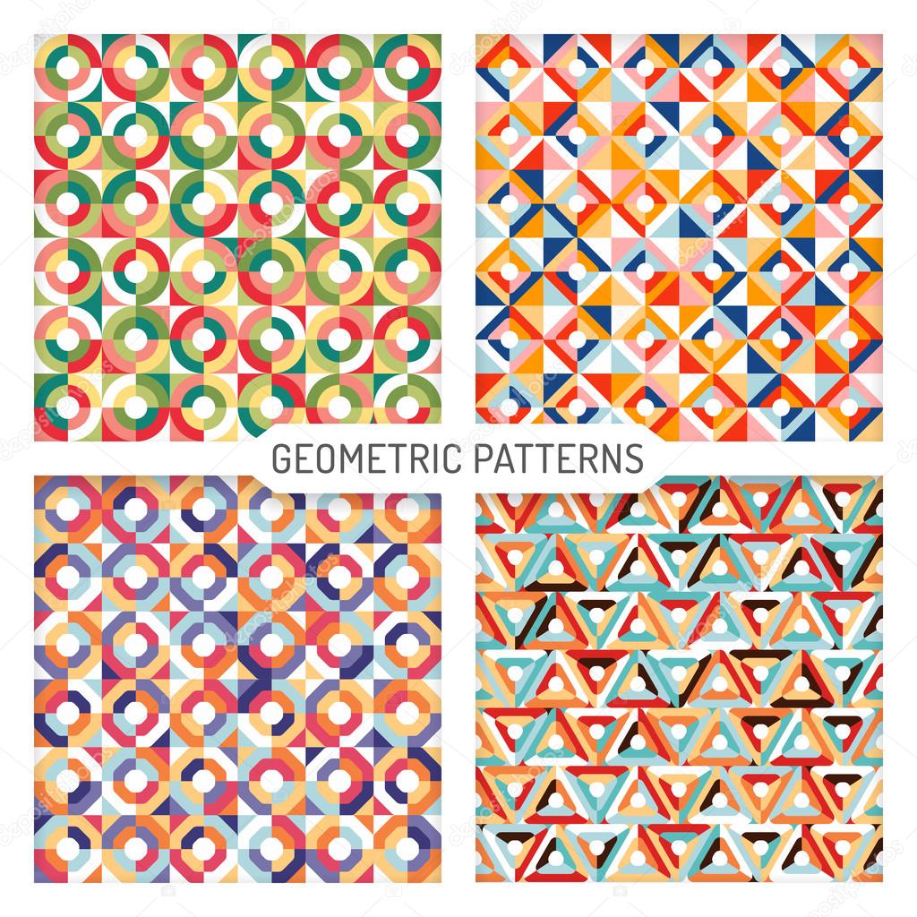 Abstract seamless geometric patterns vector set
