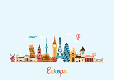 Europe manzarası. Seyahat ve Turizm arka plan.
