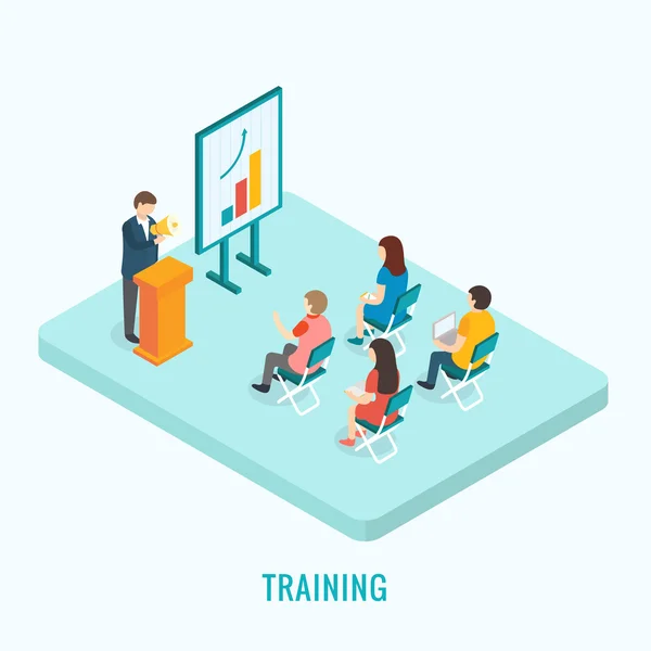 Isometric presentation training concept — Stock Vector