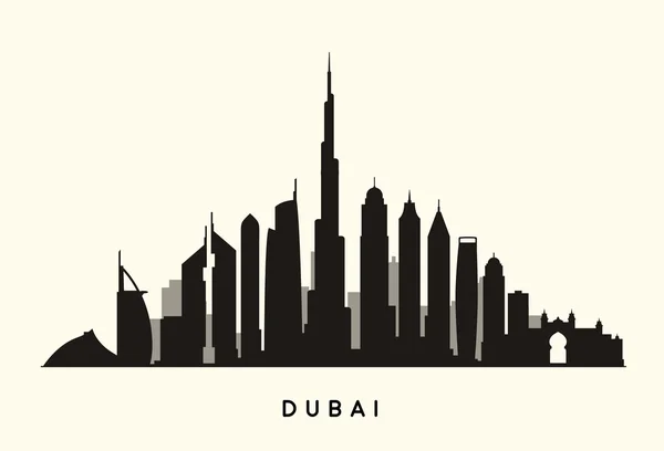 Sílhueta do Dubai Skyline — Vetor de Stock