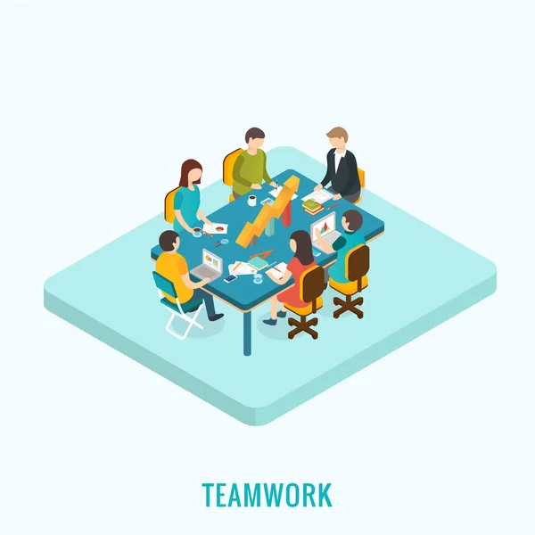 Reunión y concepto de trabajo en equipo — Vector de stock