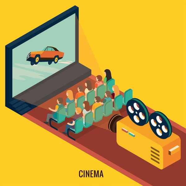 Gente viendo películas en el cine . — Vector de stock