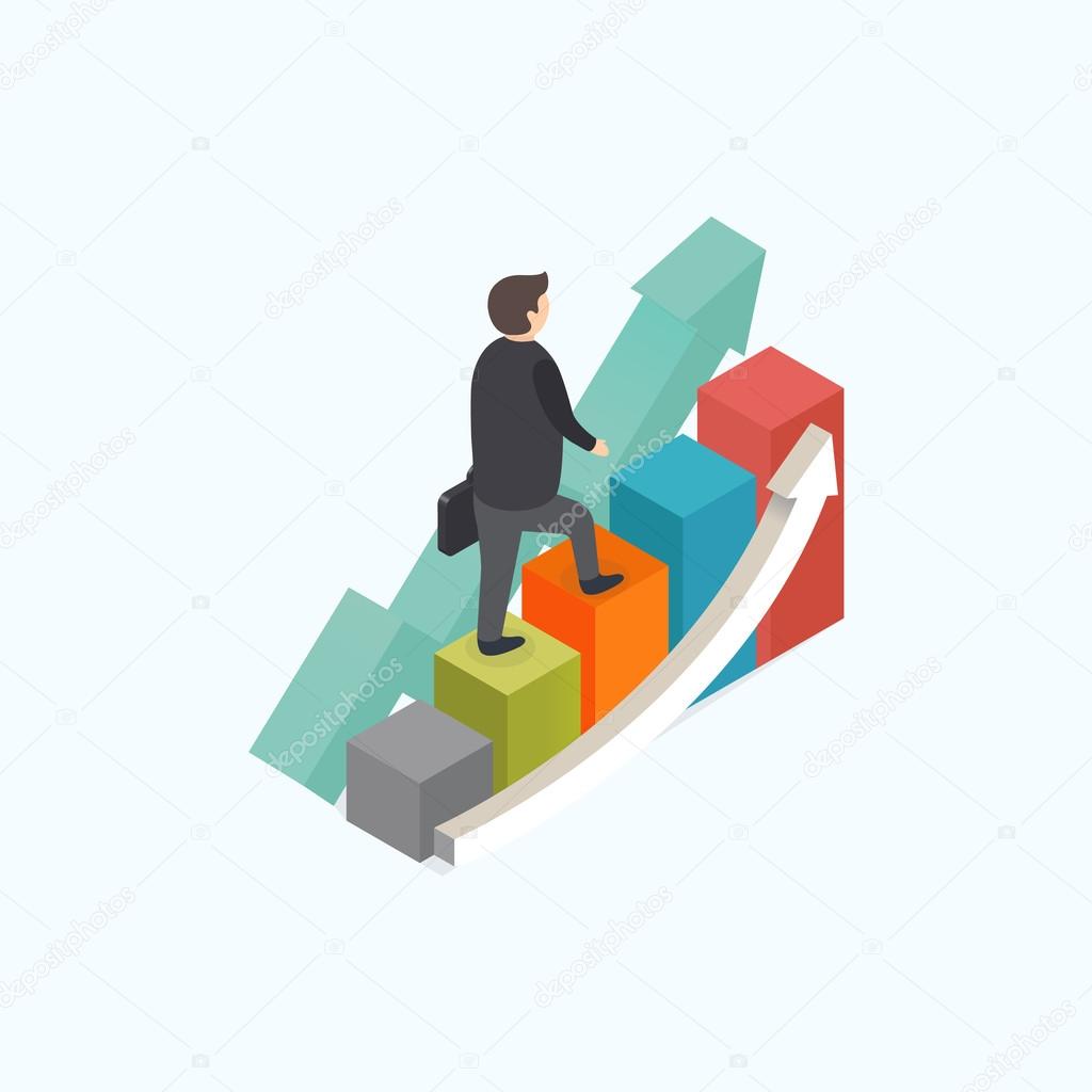 Growing Business concept. Isometric 3d vector illustrations