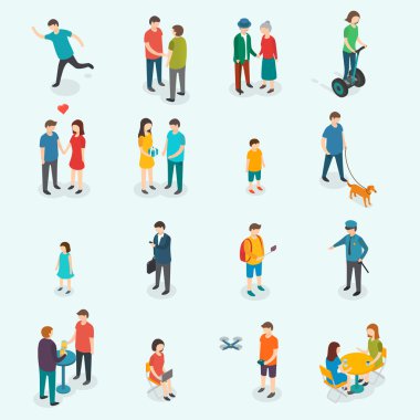 Isometric 3d vector people. Set of woman and man. vector