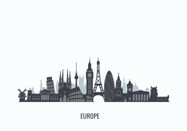 Europe manzarası siluet.