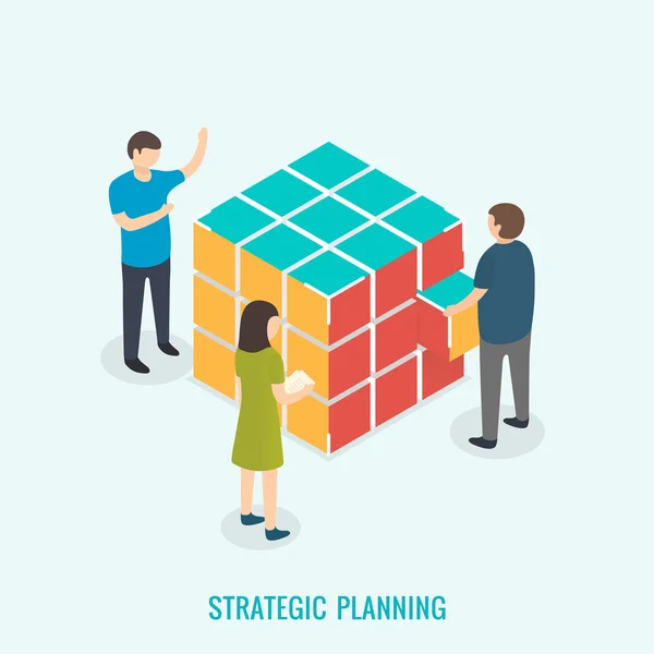Planejamento estratégico, conceito de trabalho em equipe . — Vetor de Stock