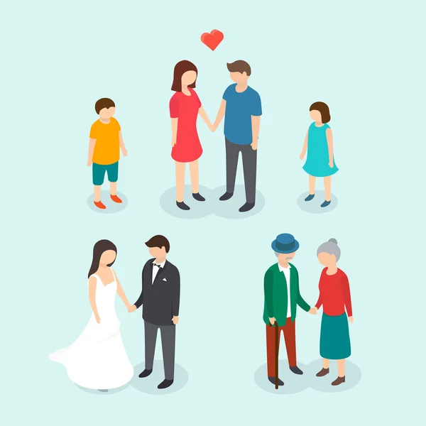 Couples love, Family, People wedding, Children — Stock Vector