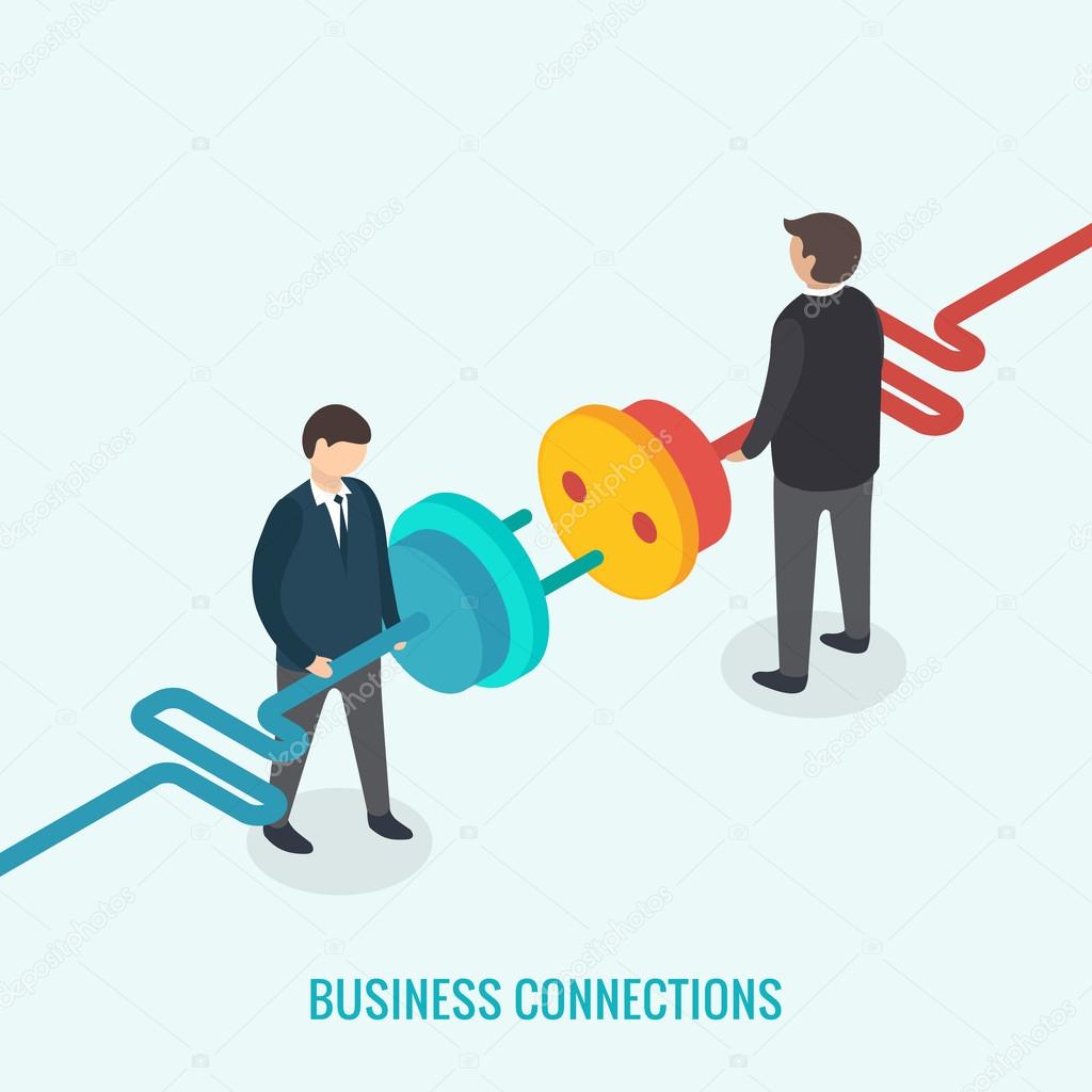 Business connection concept. Isometric 3d vector