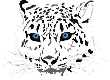 Kar leoparı çubuklarının çizimi düz sanat tarzında irbis