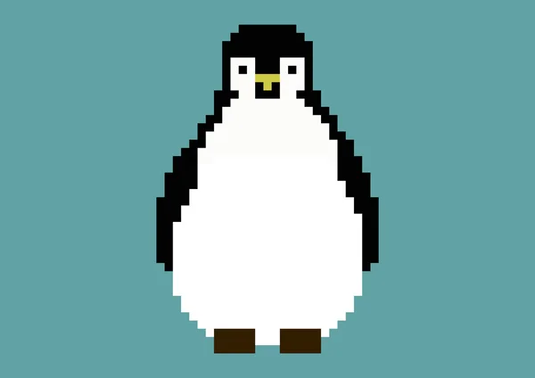 Pinguino pixel — Vettoriale Stock