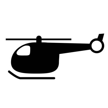 Beyaz arka planda siyah bir helikopter silueti..