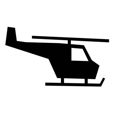 Beyaz arka planda siyah bir helikopter silueti..