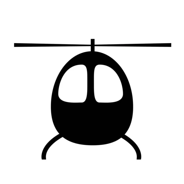 Zwart silhouet van een helikoptercabine vooraan op een witte achtergrond. — Stockvector