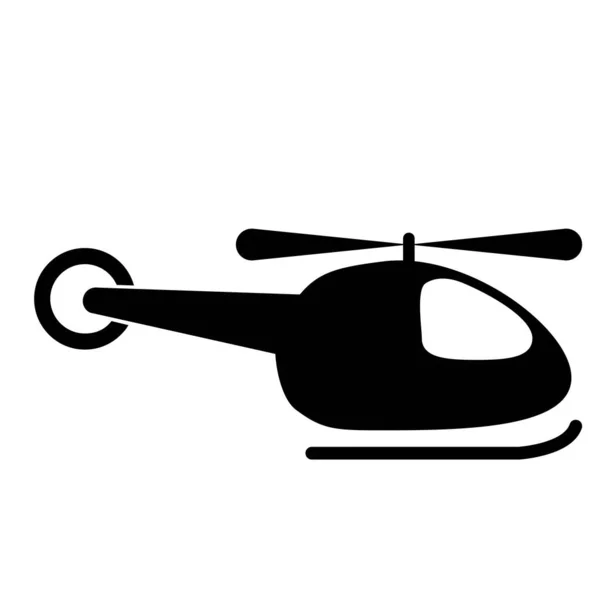 Silhouette nera di un elicottero su sfondo bianco. — Vettoriale Stock