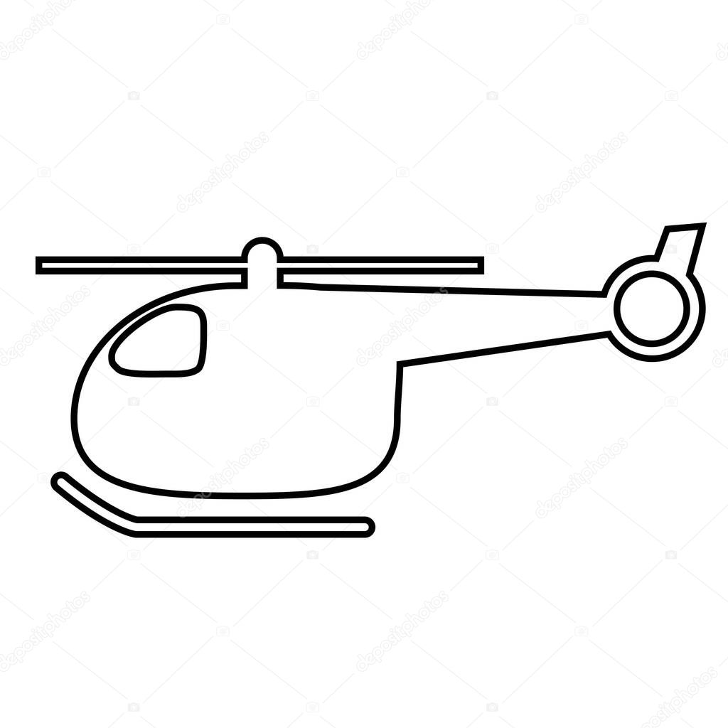Black outline of a helicopter on a white background.
