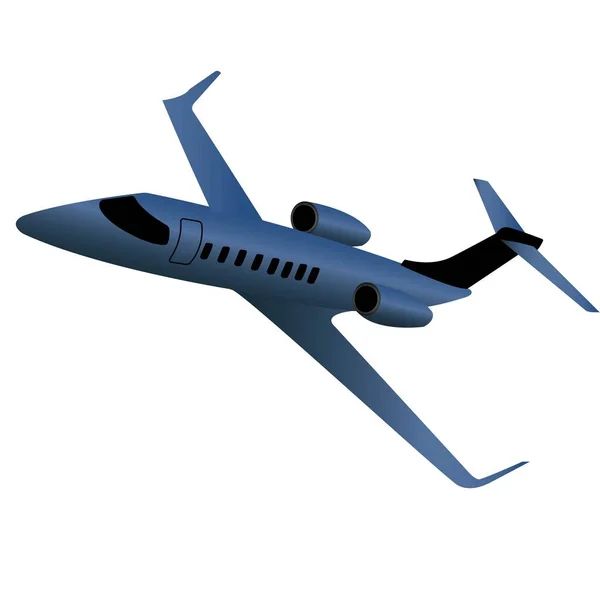 Blue private jet passenger airplane isolated on white background. — Stock Vector