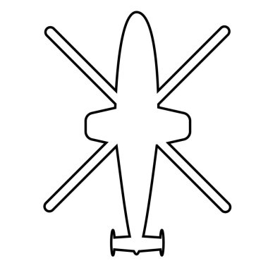 Beyaz bir arka planda dört bıçaklı helikopterin siyah çizgisi..