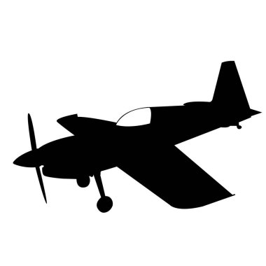 Beyaz arka planda bir spor pervane uçağının silüeti.