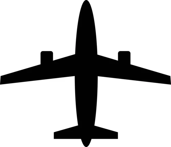 Silueta negra de un avión sobre un fondo blanco. — Vector de stock