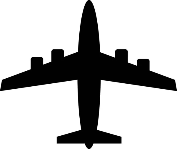 Silueta negra de un avión sobre un fondo blanco. — Vector de stock