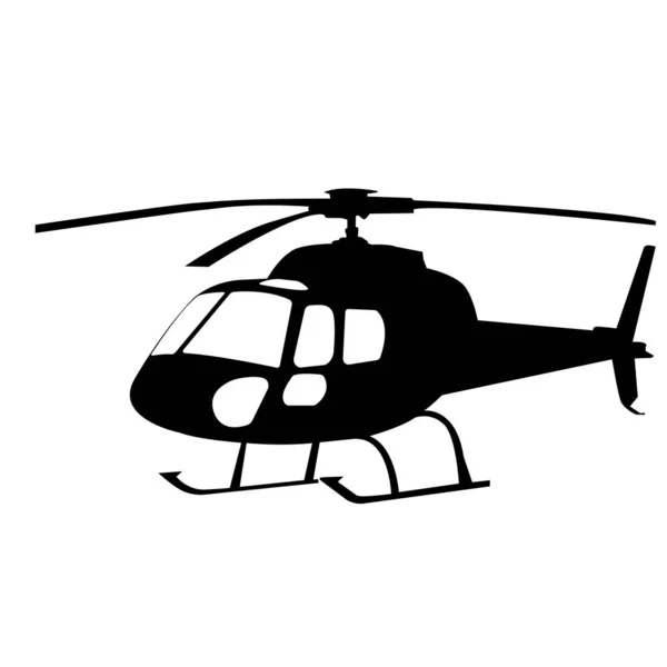 Passagiershelikopter silhouet geïsoleerd op witte achtergrond. — Stockvector