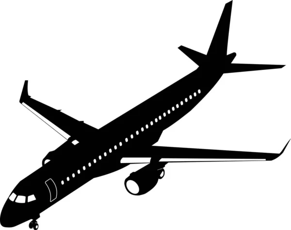 Silhouette of a passenger jet with landing gear released. — Stock Vector