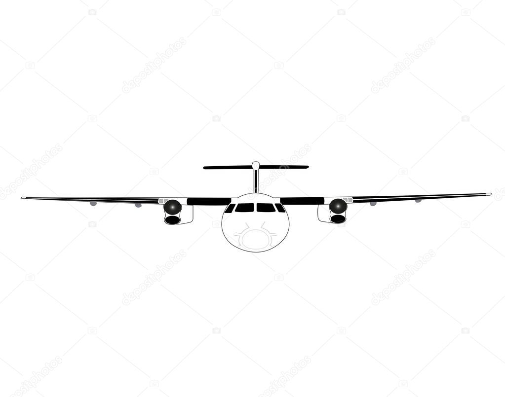 Passenger two propeller aircraft. Airplane on a white background.